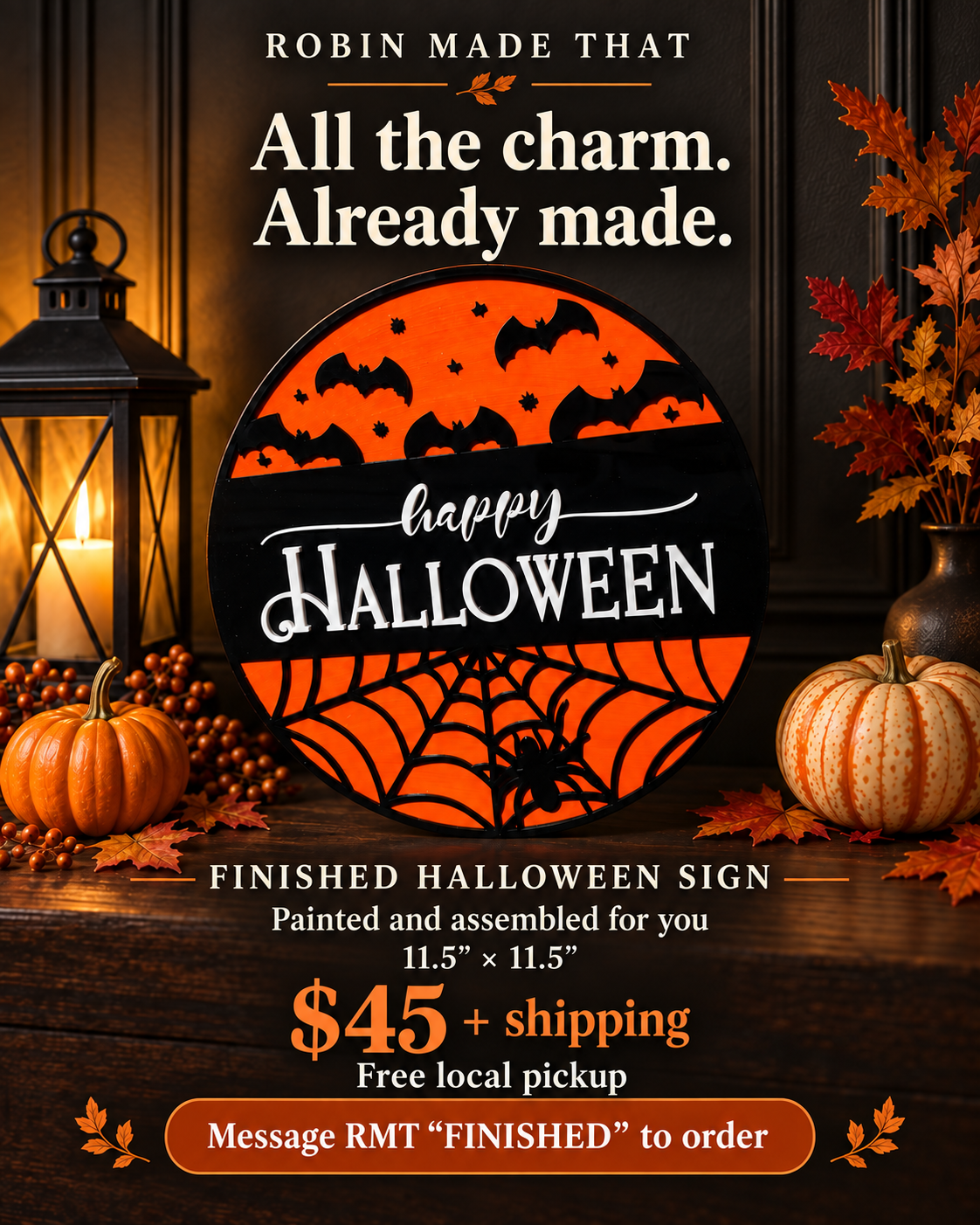 Finished Happy Halloween Sign
